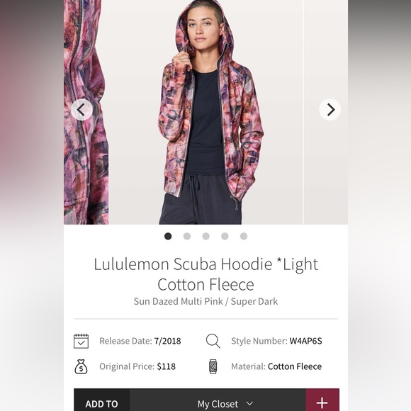 Sz 6 Lululemon zip scuba hoodie - Picture 2 of 4